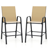 Outdoor Bar Stools Set of 2 29 Inch Fabric Bar Height Stools with Armrests