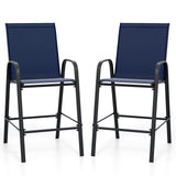 Outdoor Bar Stools Set of 2 29 Inch Fabric Bar Height Stools with Armrests