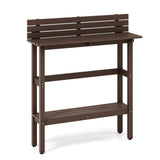 Mesa de altura de pub para patio de 48 pulgadas con estante de almacenamiento y almohadillas ajustables para los pies