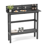 Mesa de altura de pub para patio de 48 pulgadas con estante de almacenamiento y almohadillas ajustables para los pies