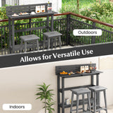 Mesa de altura de pub para patio de 48 pulgadas con estante de almacenamiento y almohadillas ajustables para los pies
