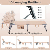 Tumbona de playa plegable con almohada para exteriores - Beige