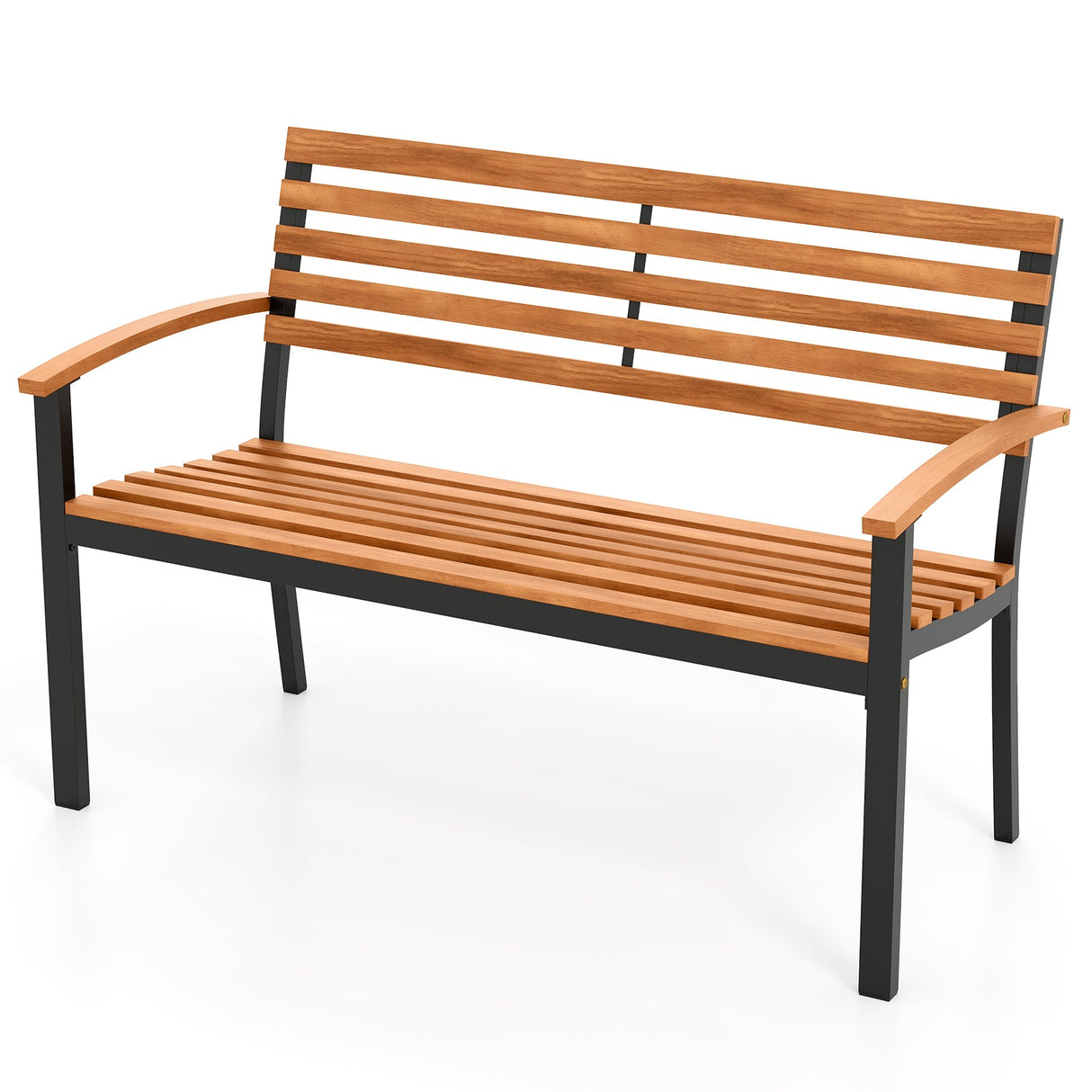 Banco de Exterior de Madera de Acacia, Sofá Biplaza para Patio con Respaldo y Reposabrazos