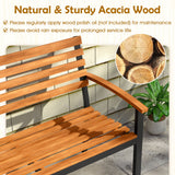 Banco de Exterior de Madera de Acacia, Sofá Biplaza para Patio con Respaldo y Reposabrazos