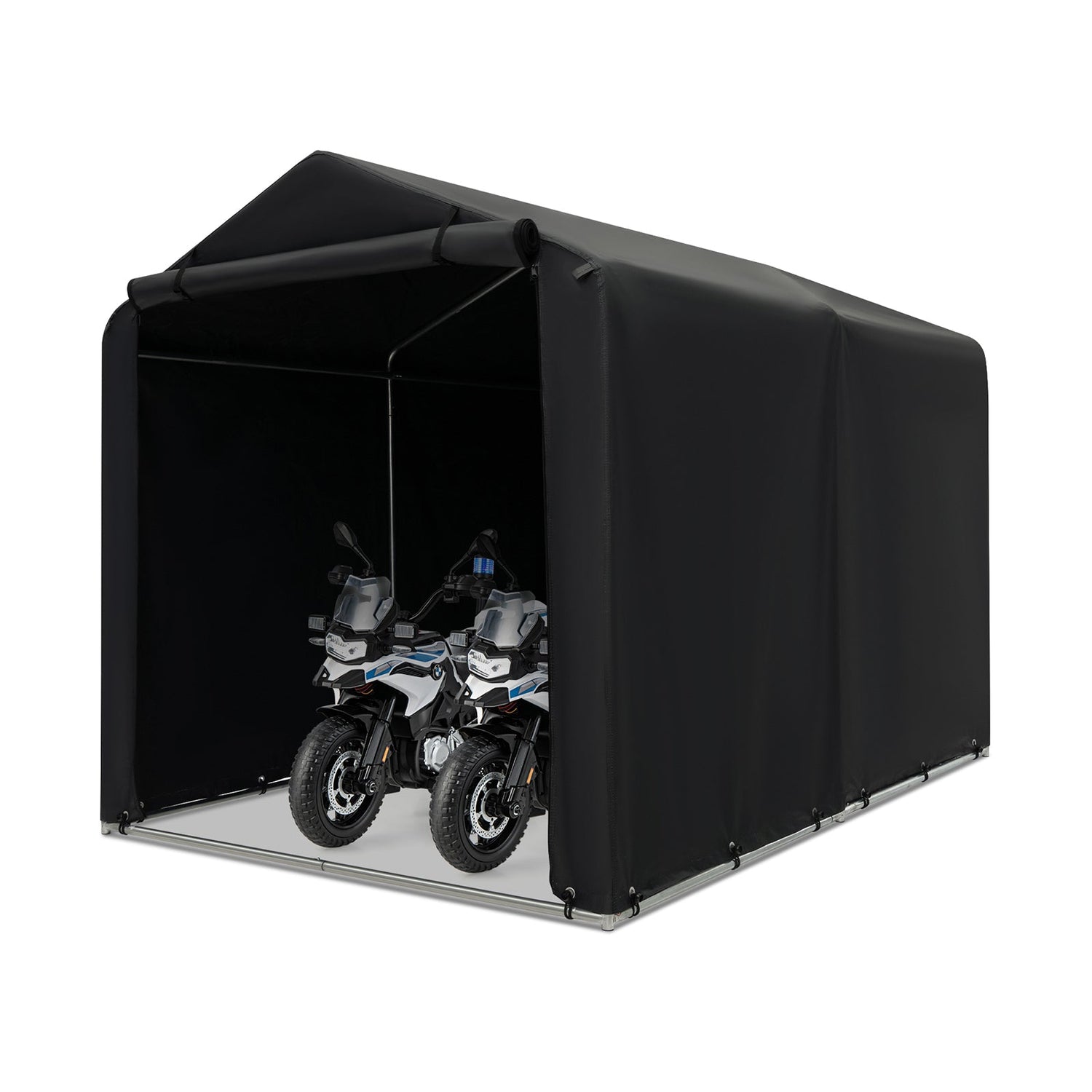 Refugio de almacenamiento 7 x 5.2 PIES Tienda de bicicleta exterior con cubierta impermeable y puerta con cremallera - Gris