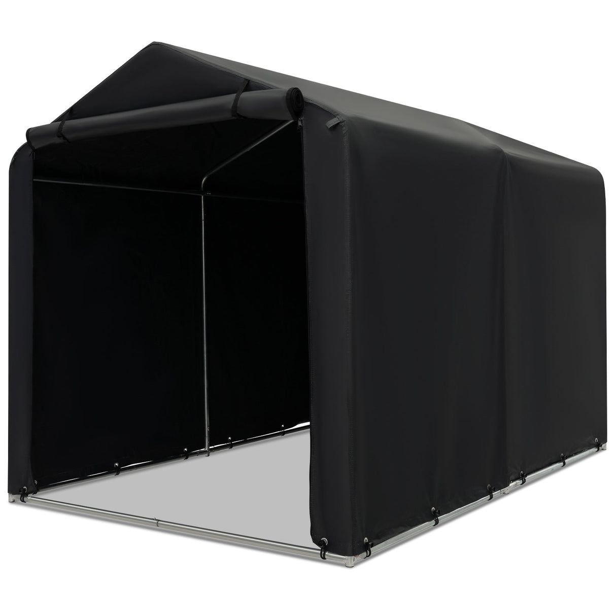 Refugio de almacenamiento 7 x 5.2 PIES Tienda de bicicleta exterior con cubierta impermeable y puerta con cremallera - Gris