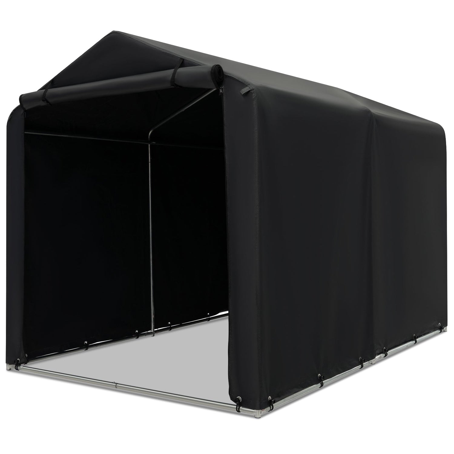 Refugio de almacenamiento 7 x 5.2 PIES Tienda de bicicleta exterior con cubierta impermeable y puerta con cremallera - Gris