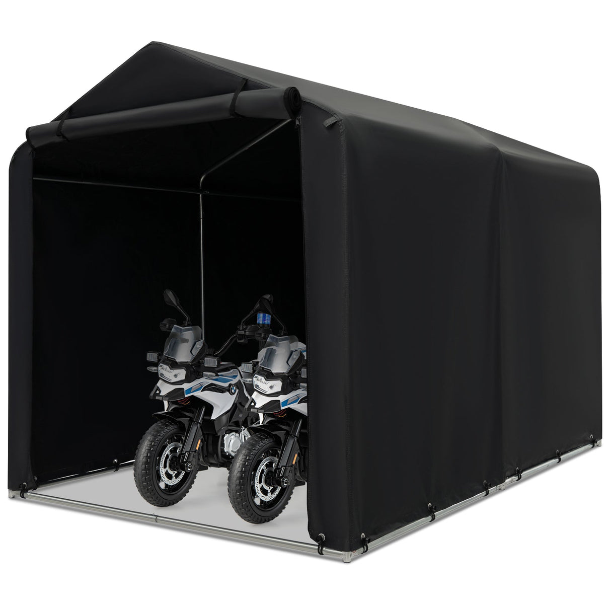 Refugio de almacenamiento 7 x 5.2 PIES Tienda de bicicleta exterior con cubierta impermeable y puerta con cremallera - Gris