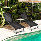 Tumbona de exterior de 2 piezas con respaldo ajustable de 5 posiciones - Negro