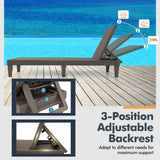 Outdoor Chaise Lounger Chair with Waterproof Rattan Textured PP Surface and 330 lbs Capacity