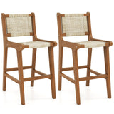 Outdoor Counter Height Bar Stool with Teak Wood Frame