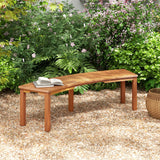 Banco curvo de madera de acacia para hoguera con asiento de listones, apto para exteriores