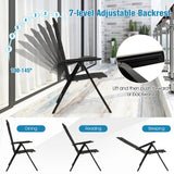 Sillón de comedor para exterior con asiento acolchado suave y respaldo ajustable en 7 posiciones - Negro