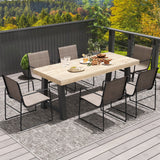 Outdoor Dining Chairs Set of 2 Patio Furniture Chair with Breathable Seat and Backrest-Brown