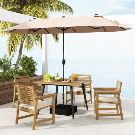 Mesa de comedor de exterior de madera de acacia para 4 personas para jardín, piscina y patio trasero