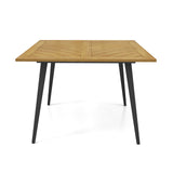4-Person Acacia Wood Outdoor Dining Table for Garden Poolside and Backyard