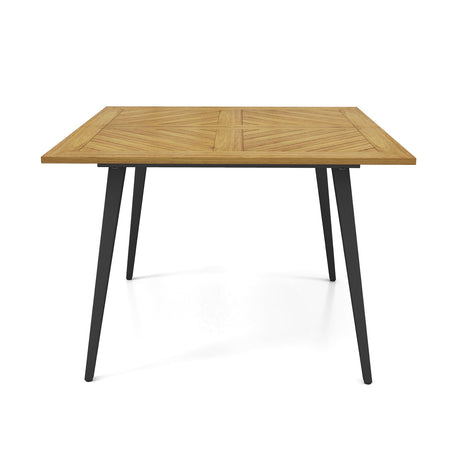 Mesa de comedor de exterior de madera de acacia para 4 personas para jardín, piscina y patio trasero