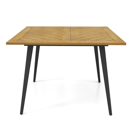 Mesa de comedor de exterior de madera de acacia para 4 personas para jardín, piscina y patio trasero