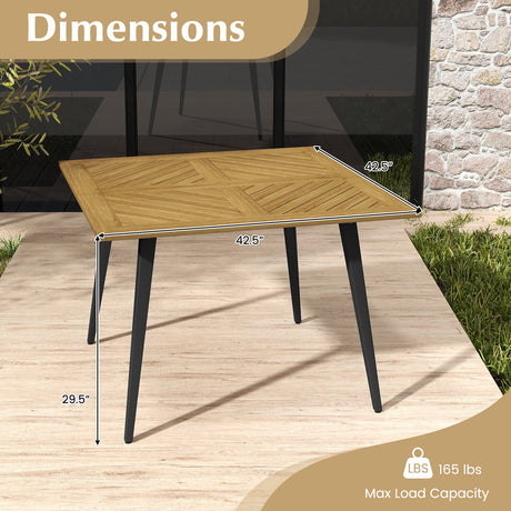 Mesa de comedor de exterior de madera de acacia para 4 personas para jardín, piscina y patio trasero