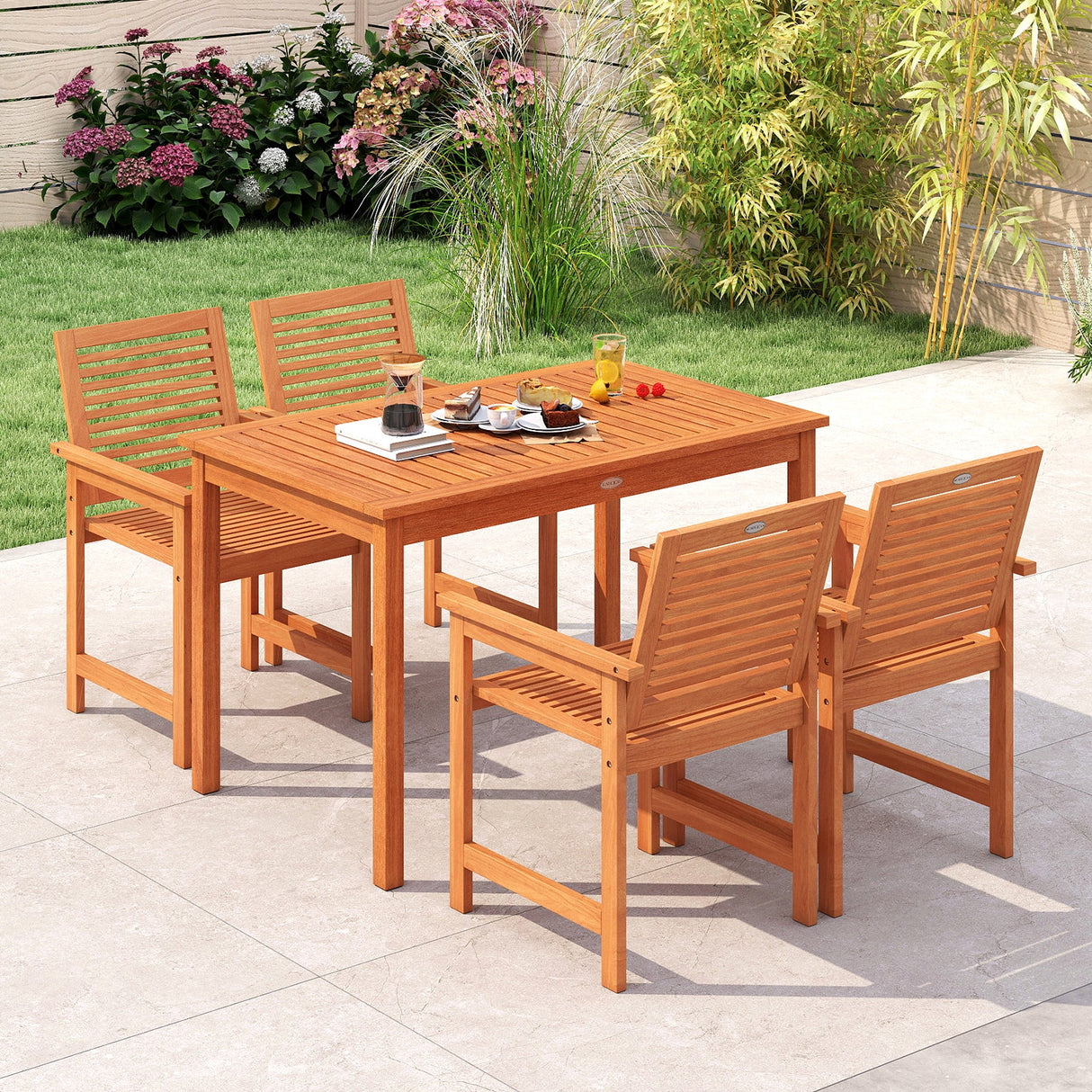 Mesa de Comedor Exterior para 4-6 Personas de 48 Pulgadas de Madera Rectangular para Patio
