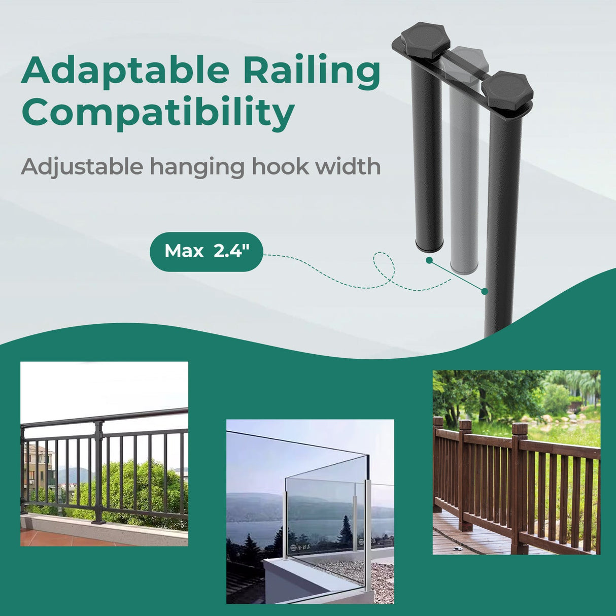 Mesa colgante plegable para exterior con estructura metálica - Negra