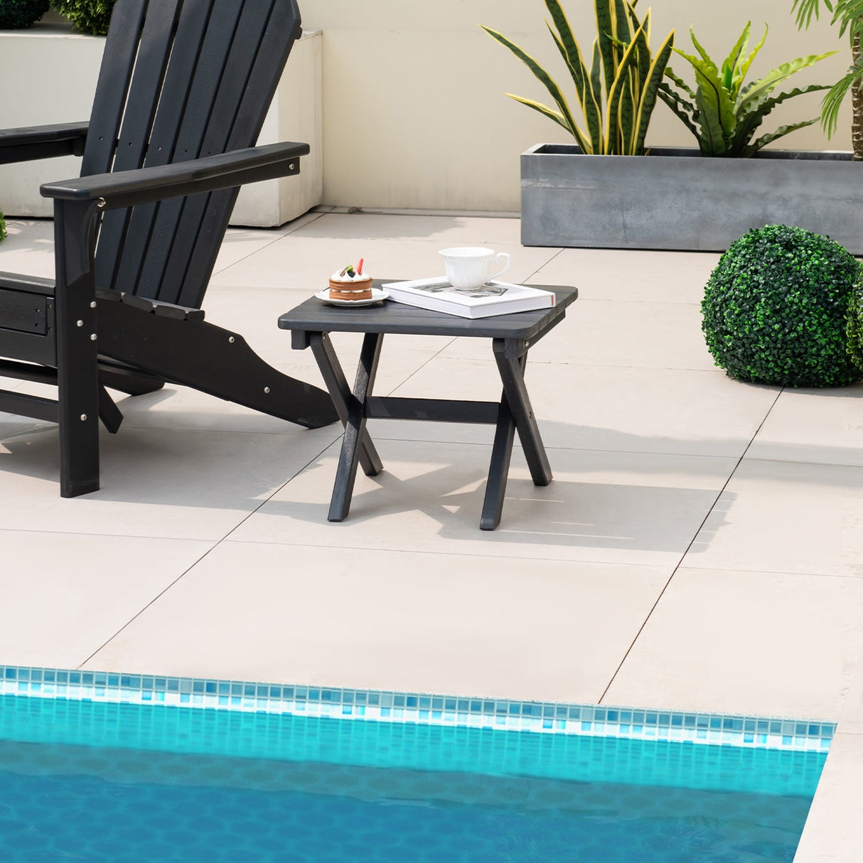 Mesa auxiliar plegable para exteriores, plegable, resistente a la intemperie, de HDPE, estilo Adirondack