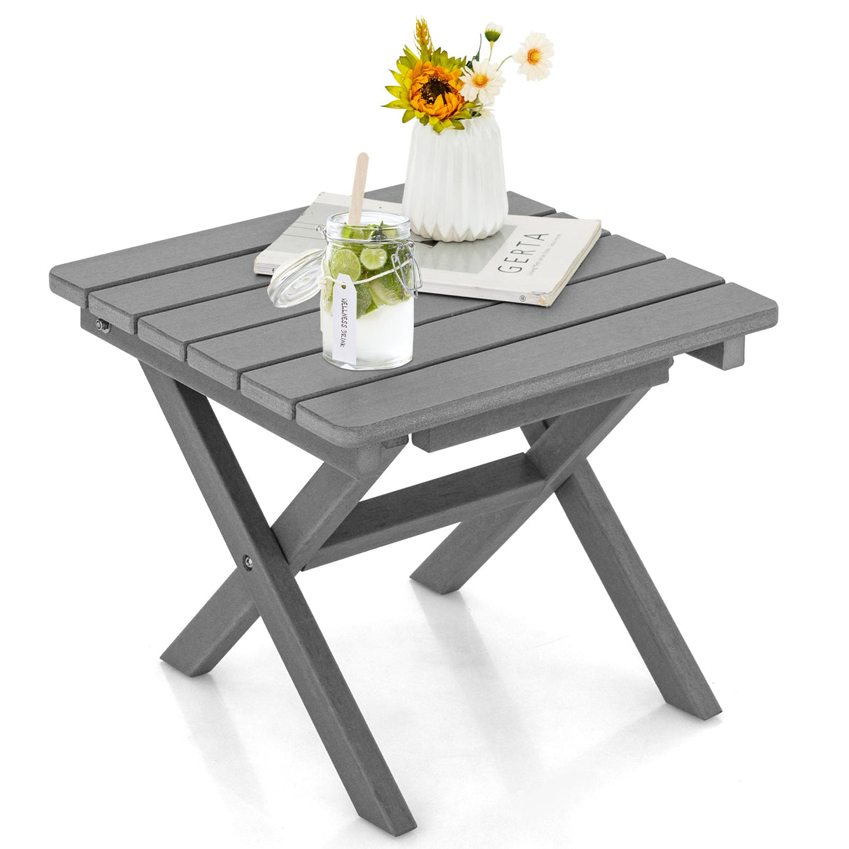Mesa auxiliar plegable para exteriores, plegable, resistente a la intemperie, de HDPE, estilo Adirondack