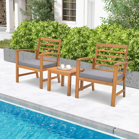 Juego de muebles de exterior de 3 piezas con cojines suaves