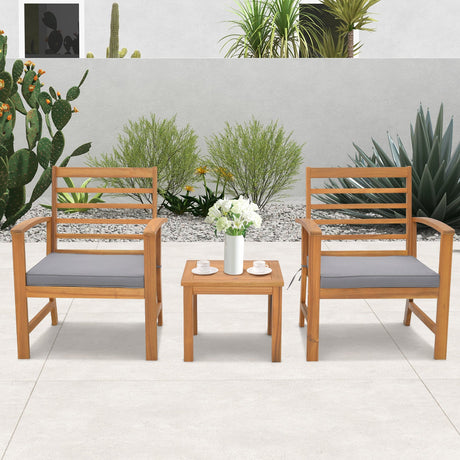 Juego de muebles de exterior de 3 piezas con cojines suaves
