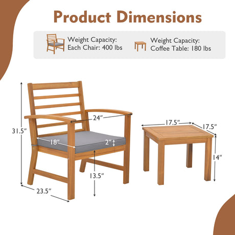 Juego de muebles de exterior de 3 piezas con cojines suaves