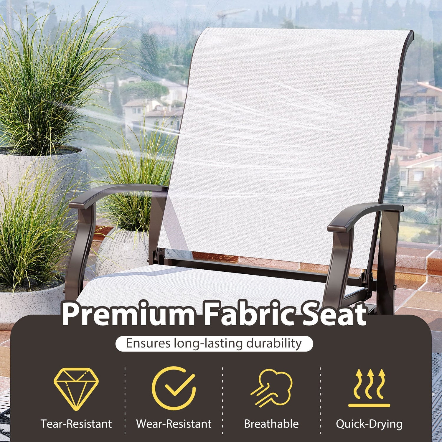 Juego de 2 mecedoras deslizantes de exterior con respaldo y asiento ergonómicos