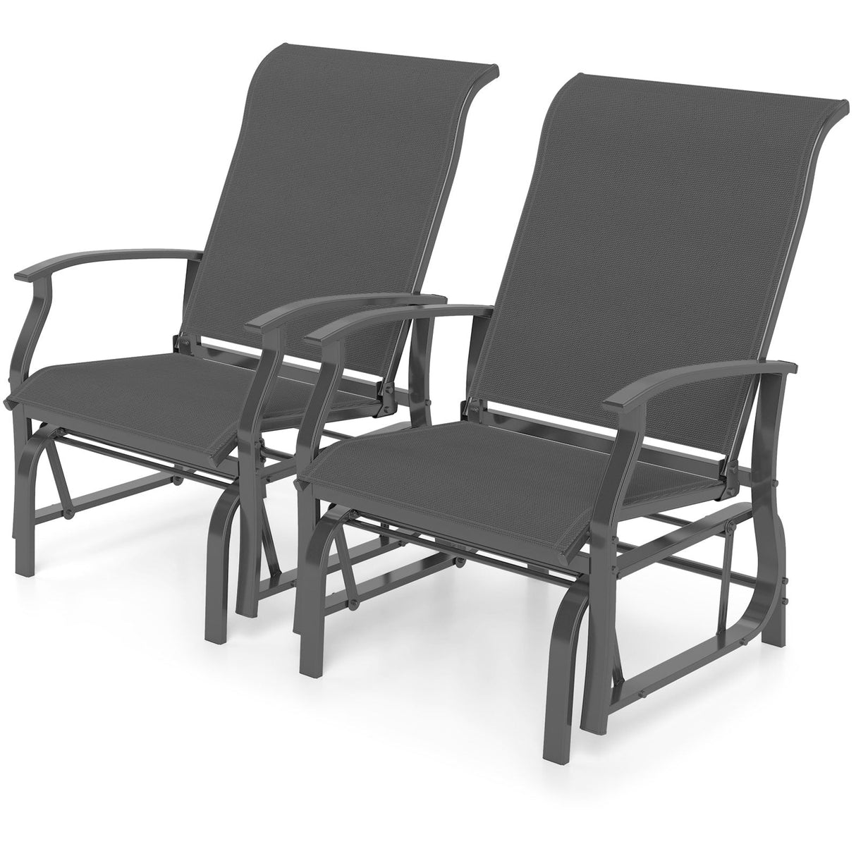 Juego de 2 mecedoras deslizantes de exterior con respaldo y asiento ergonómicos