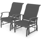 Juego de 2 mecedoras deslizantes de exterior con respaldo y asiento ergonómicos