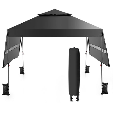 Carpa Plegable Instantánea para Exteriores de 10 x 17.6 Pies con Doble Toldo Medio