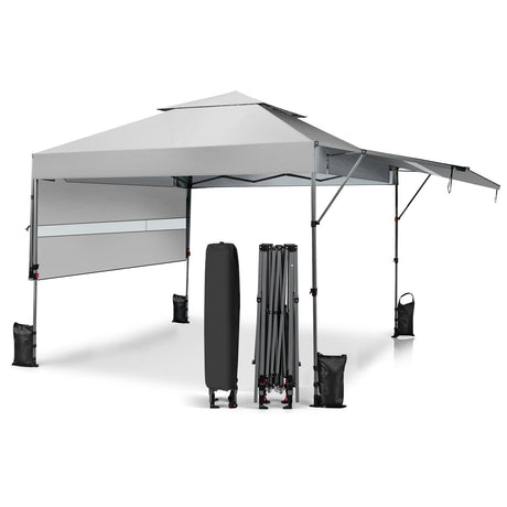 Carpa Plegable Instantánea para Exteriores de 10 x 17.6 Pies con Doble Toldo Medio