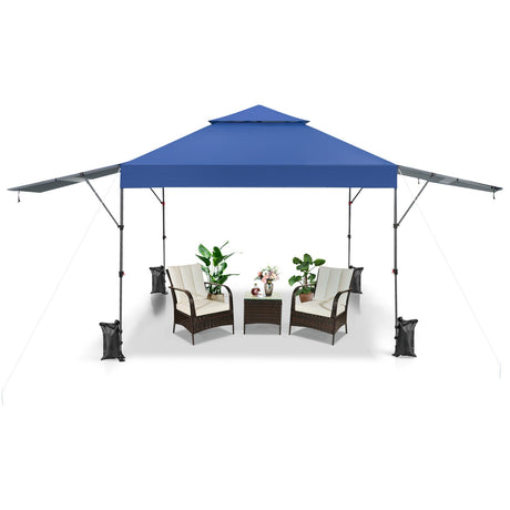 Carpa Plegable Instantánea para Exteriores de 10 x 17.6 Pies con Doble Toldo Medio