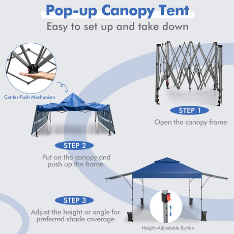 Carpa Plegable Instantánea para Exteriores de 10 x 17.6 Pies con Doble Toldo Medio