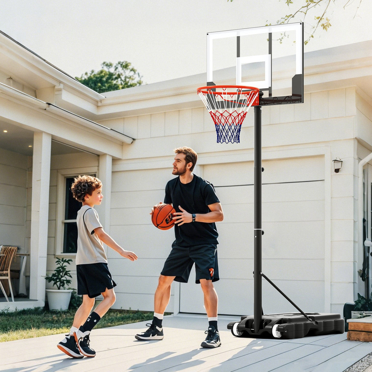 Sistema de aro de baloncesto portátil y ajustable para niños al aire libre de 3.3-7 pies