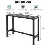 48/55 Inch Outdoor Bar Table with Waterproof Top and Heavy-duty Metal Frame
