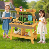 Cocina de Barro para Exteriores para Niños, Juguete de Cocina de Madera para Niños y Niñas de 3 a 8 Años - Amarilla