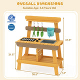 Cocina de Barro para Exteriores para Niños, Juguete de Cocina de Madera para Niños y Niñas de 3 a 8 Años - Amarilla