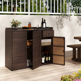Outdoor PE Wicker Storage Cabinet with 3 Doors for Deck