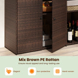 Outdoor PE Wicker Storage Cabinet with 3 Doors for Deck