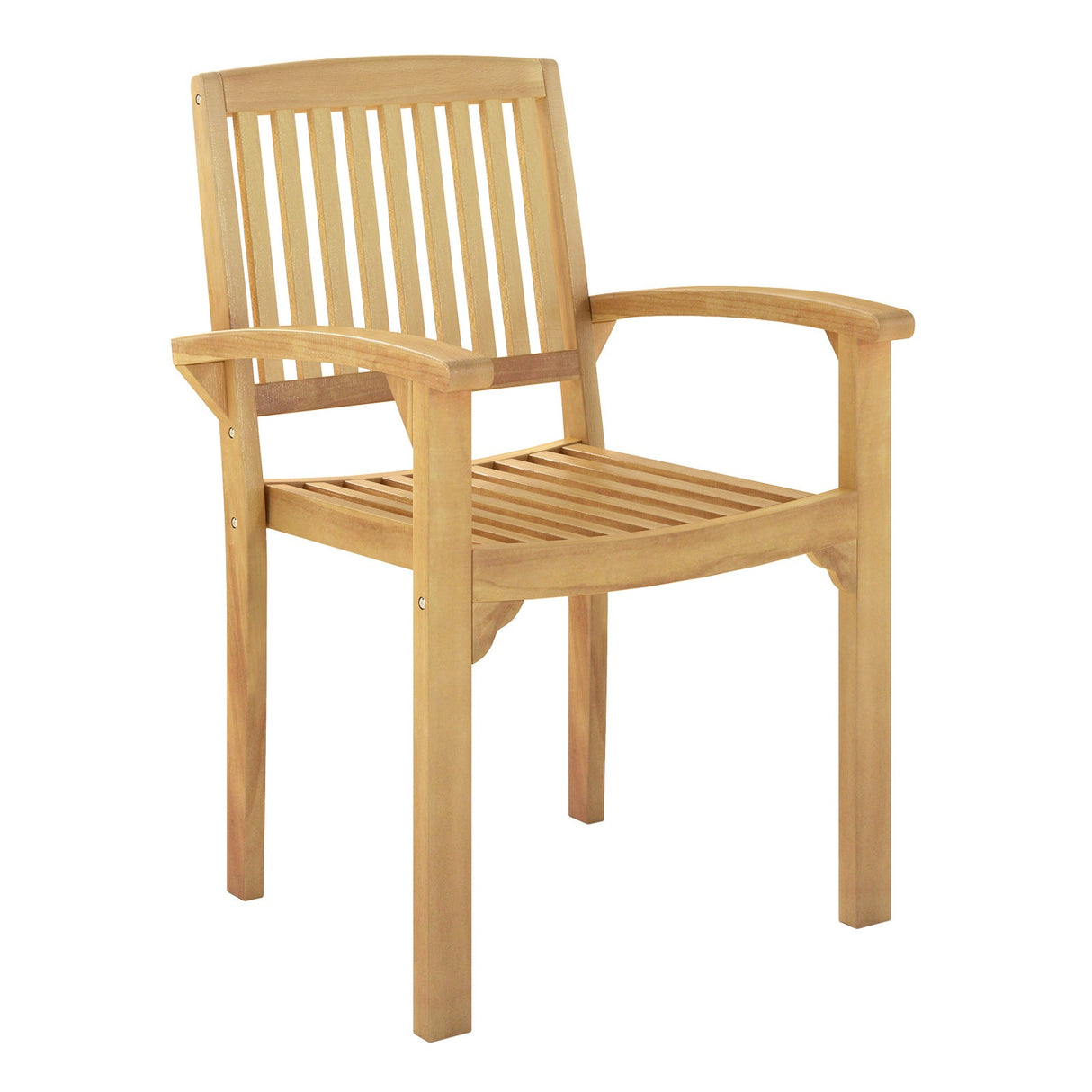 Silla de patio exterior con asiento de listones y asiento curvado