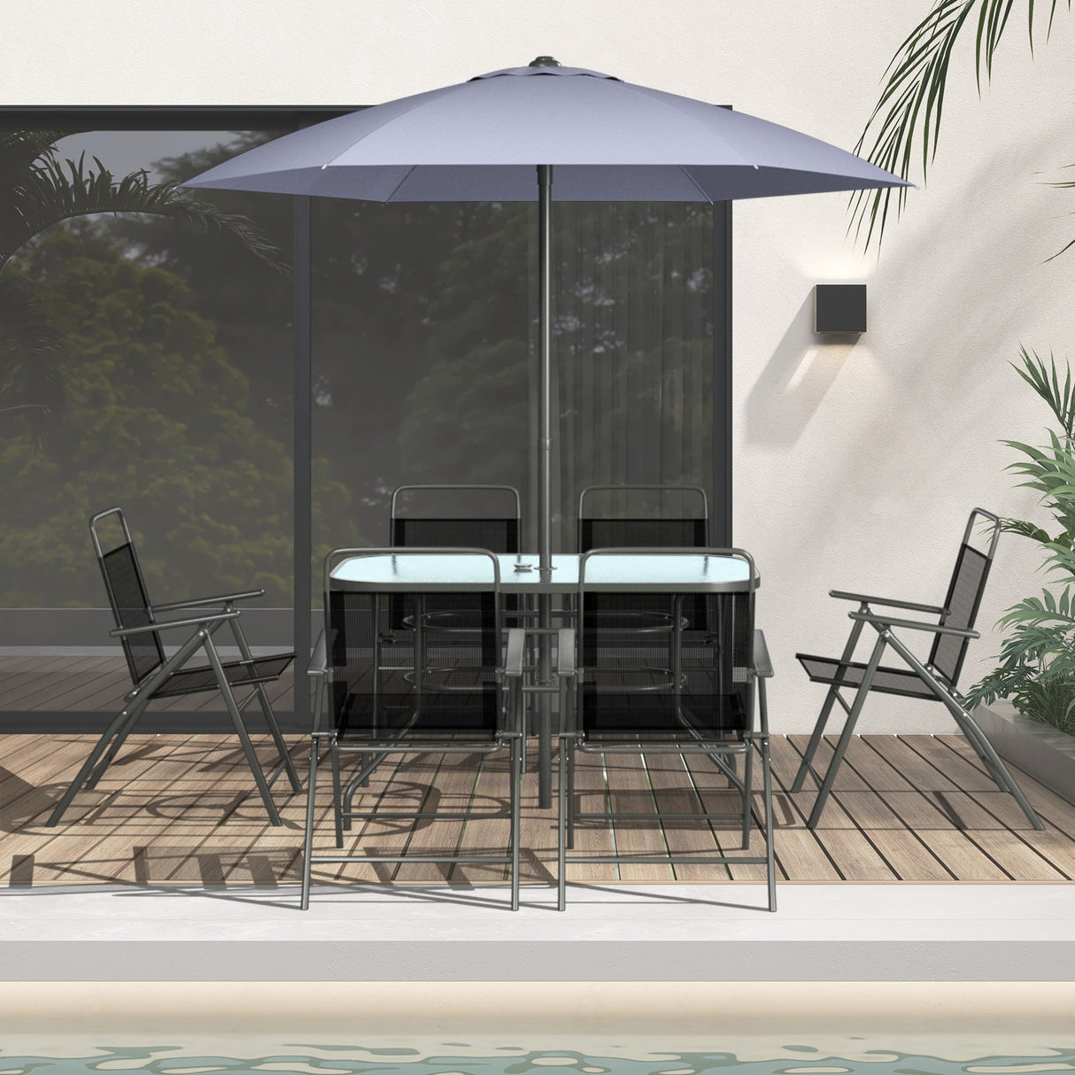 6 sillas de patio para exterior con estructura de metal inoxidable