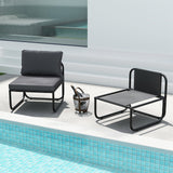 Outdoor Patio Chairs Set of 2 with Removable Cushions and Adjustable Foot Pads-Gray