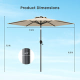 7.5 feet Outdoor Patio Heavy Duty Market Umbrella with Push Button Tilt