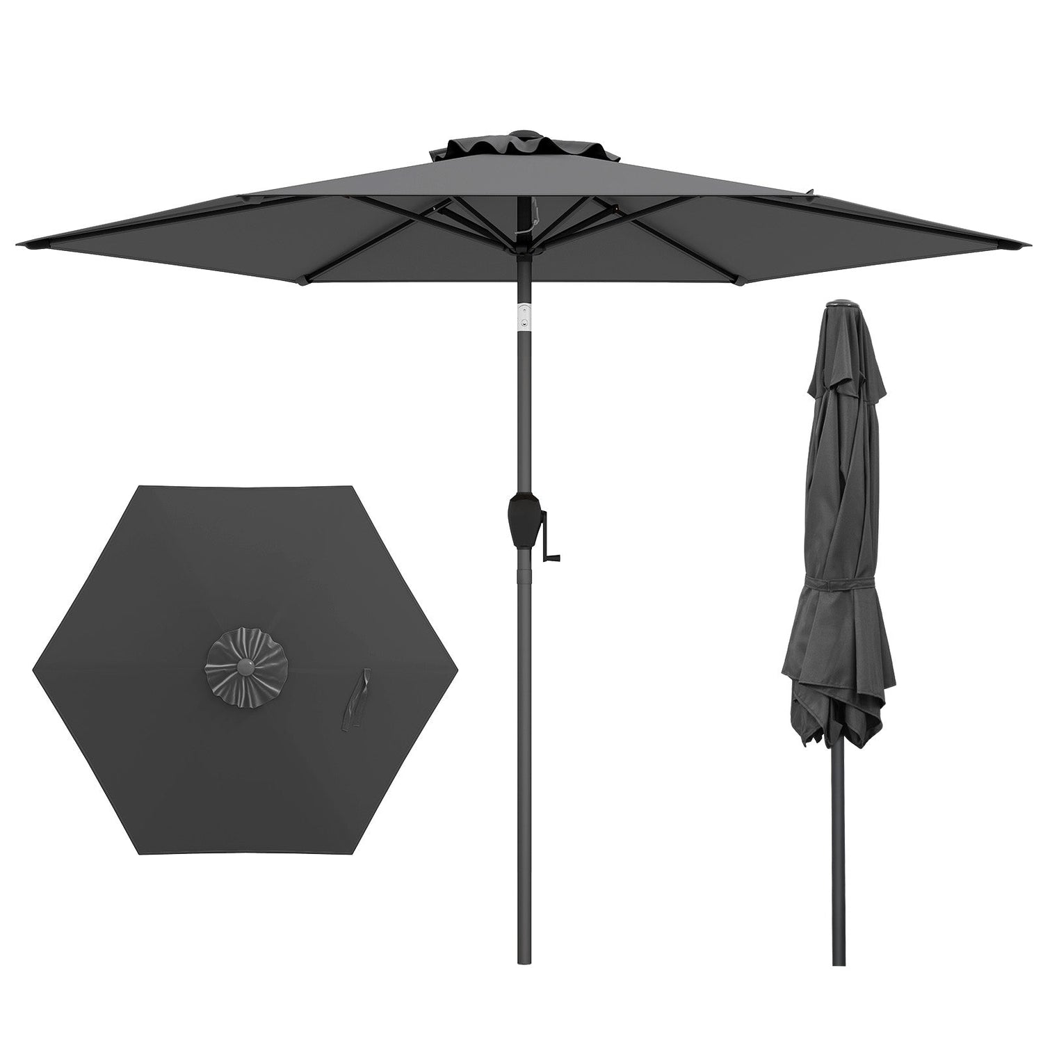 7.5 feet Outdoor Patio Heavy Duty Market Umbrella with Push Button Tilt