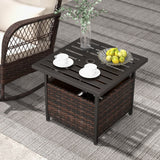 Outdoor Patio Rattan Wicker Steel Side Deck Table