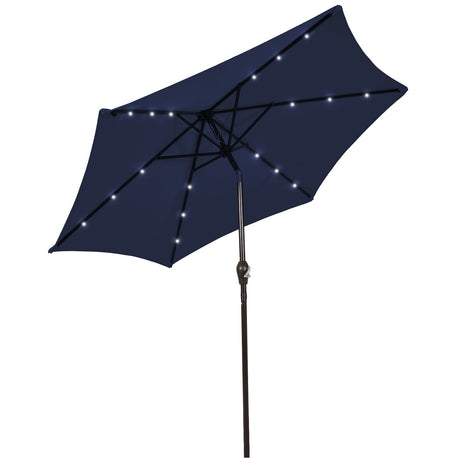 Sombrilla de patio exterior de 10 pies con luces LED solares brillantes - Azul oscuro